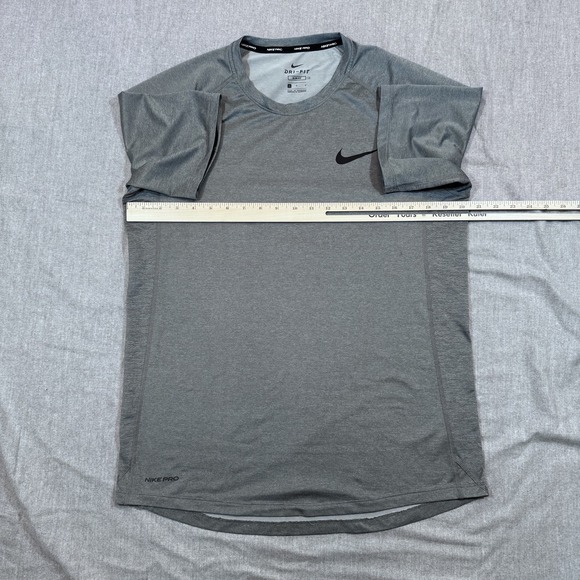 Nike Pro Dri-Fit Shirt Mens Large Gray Slim Fit Run Athletic Tee BV5633-085 Top‎ - Picture 7 of 11